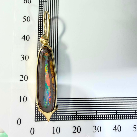 Earrings 18 ct Yellow Gold Boulder Opal Split 37740