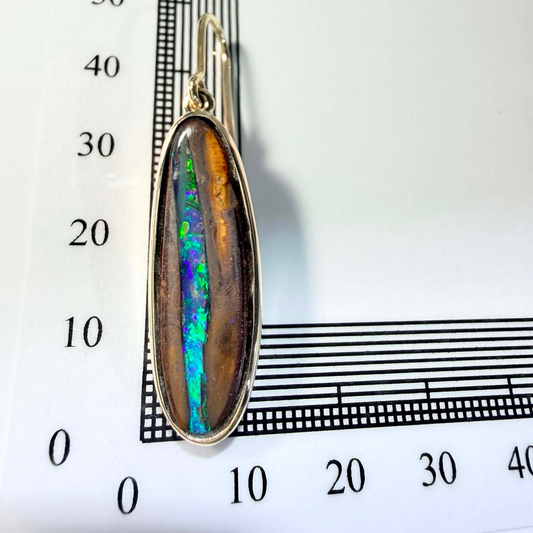 37741 Earrings 9ct Yellow Gold Boulder Opal Split